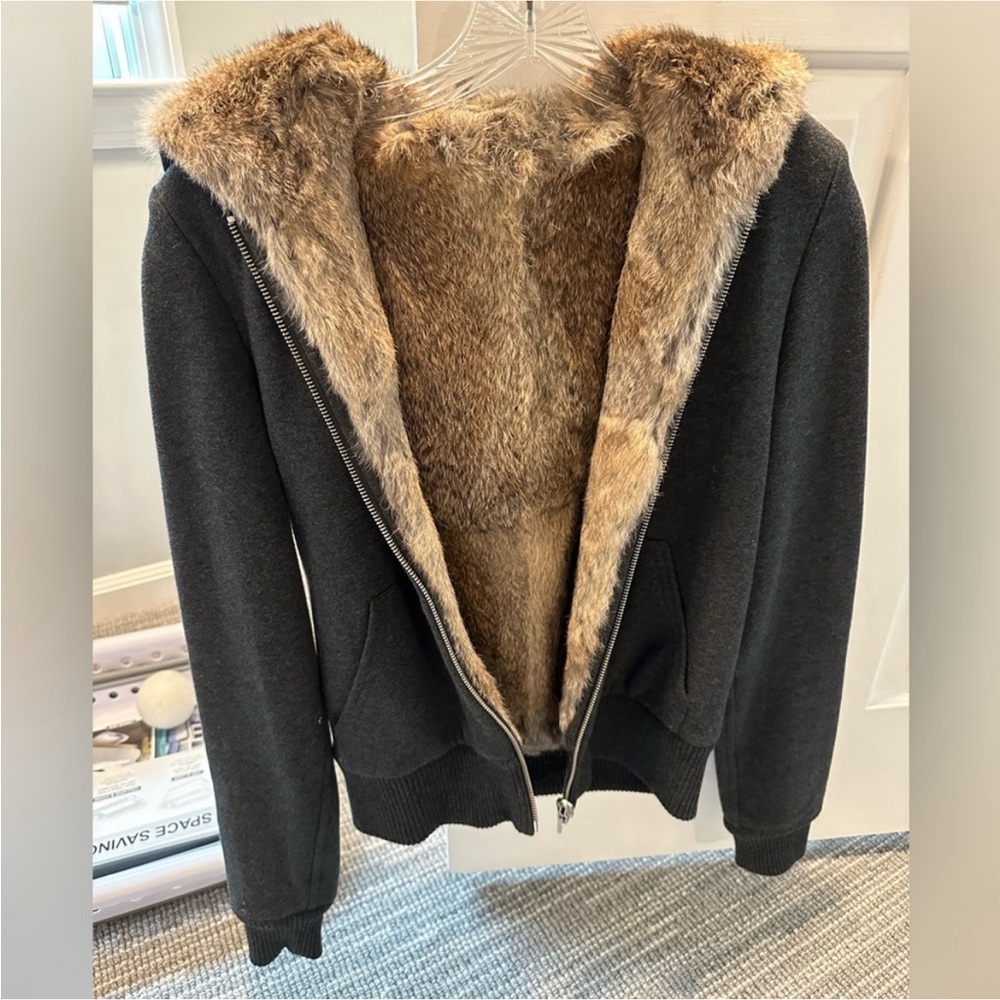 Juicy couture reversible rabbit fur jacket size small